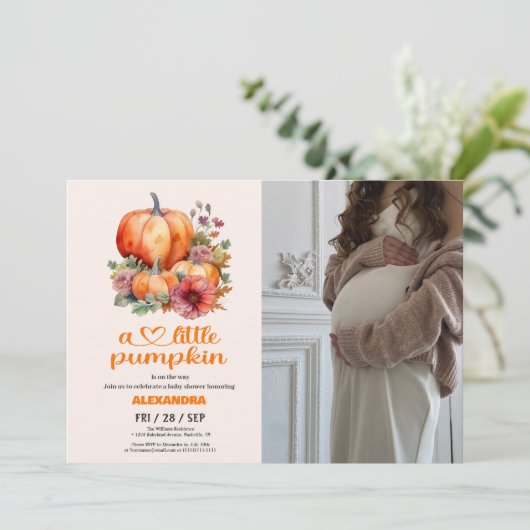 Unsere kleine Pumpkin Girl Babydusche Einladung (Stehend Vorderseite)