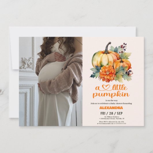 Unsere kleine Pumpkin Girl Babydusche Einladung (Vorderseite)
