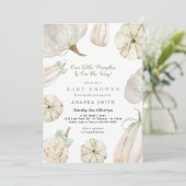 Unsere kleine Pumpkin Green Bow Rustic Baby Dusche Einladung (Stehend Vorderseite)