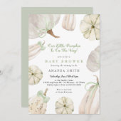 Unsere kleine Pumpkin Green Bow Rustic Baby Dusche Einladung (Vorne/Hinten)