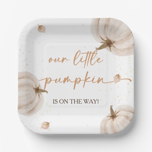 Unsere kleine Pumpkin Herbst Herbstdusche Pappteller (Vorderseite)