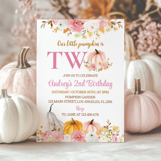 Unsere kleine Pumpkin Pink 2. Geburtstag Einladung