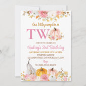 Unsere kleine Pumpkin Pink 2. Geburtstag Einladung (Vorderseite)