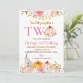 Unsere kleine Pumpkin Pink 2. Geburtstag Einladung (Stehend Vorderseite)