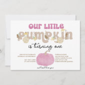 Unsere kleine Pumpkin Pink Geburtstagseinladung Einladung (Vorderseite)