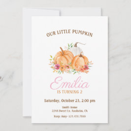 Unsere kleine Pumpkin Pink & Gold Geburtstagsparty Einladung