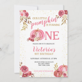 UNSERE KLEINE PUMPKIN PINK WATERCOLOR 1. GEBURTSTA EINLADUNG