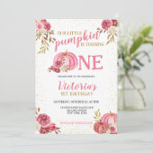 UNSERE KLEINE PUMPKIN PINK WATERCOLOR 1. GEBURTSTA EINLADUNG (Stehend Vorderseite)