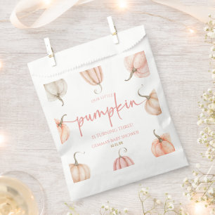 Unsere kleine Pumpkin Pink White Fall Geburtstagsp Geschenktütchen