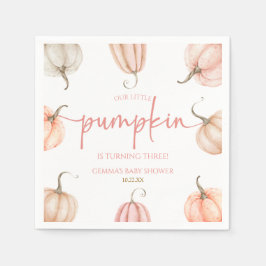 Unsere kleine Pumpkin Pink White Fall Geburtstagsp Serviette