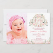 Unsere kleine Pumpkin Rose Gold Blush Floral Gebur Einladung (Vorderseite)