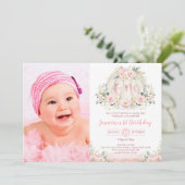 Unsere kleine Pumpkin Rose Gold Blush Floral Gebur Einladung (Stehend Vorderseite)