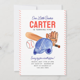 Unsere kleine Rookie Helmet Bat Baseball Geburtsta Einladung