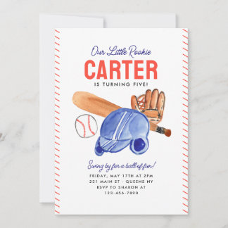 Unsere kleine Rookie Helmet Bat Baseball Geburtsta Einladung