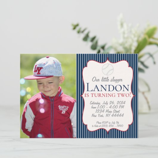 Unsere kleine, schluckende Baseball-Party Einladun Einladung (Stehend Vorderseite)