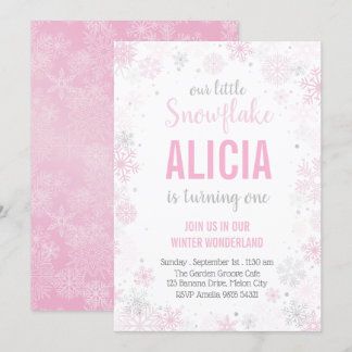 Unsere kleine Schneeflocke | Girl First Geburtstag Einladung