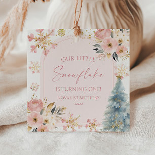 Unsere kleine Schneeflocke Pink Winter Geburtstags Geschenkanhänger