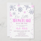 Unsere kleine Snowflake Winter Wonderland Baby Dus Einladung (Vorderseite)