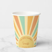 unsere kleine Sonne mit Sonnenstrahlen Geburtstag Pappbecher (Rückseite)