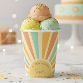 unsere kleine Sonne mit Sonnenstrahlen Geburtstag Pappbecher