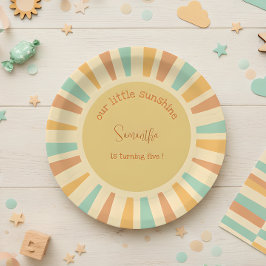 unsere kleine Sonne mit Sonnenstrahlen Geburtstag Pappteller