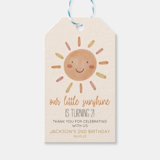 Unsere kleine Sonnenblume-Geburtstagsparty Geschenkanhänger (Vorderseite)