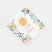 Unsere kleine Sonnenblume, rosa Streifen Geburtsta Serviette (Ecke)