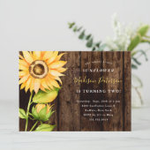 Unsere kleine Sonnenblume Rustikal Gelbe Geburtsta Einladung (Stehend Vorderseite)