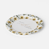 Unsere kleine Sonnenblume - Rustikaler Herbst Gebu Pappteller (Schrägansicht)