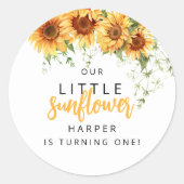 Unsere kleine Sonnenblumenparty Runder Aufkleber (Vorderseite)