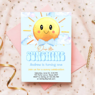 Unsere kleine Sonnenschein Niedlich Blue Boy Birth Einladung
