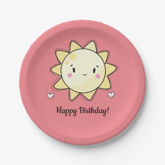 Unsere kleine Sonnenscheinplatte zum Geburtstag Pappteller (Vorderseite)