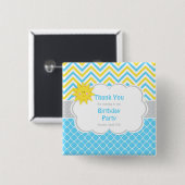Unsere kleine "Sunshine Blue and Yellow Birthday P Button (Vorne & Hinten)