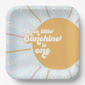 Unsere kleine Sunshine boho blumengeschmückten ers Pappteller (Vorderseite)