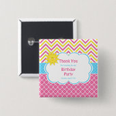 Unsere kleine "Sunshine Pink and Yellow Birthday P Button (Vorne & Hinten)
