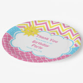 Unsere kleine "Sunshine Pink and Yellow Birthday P Pappteller (Schrägansicht)