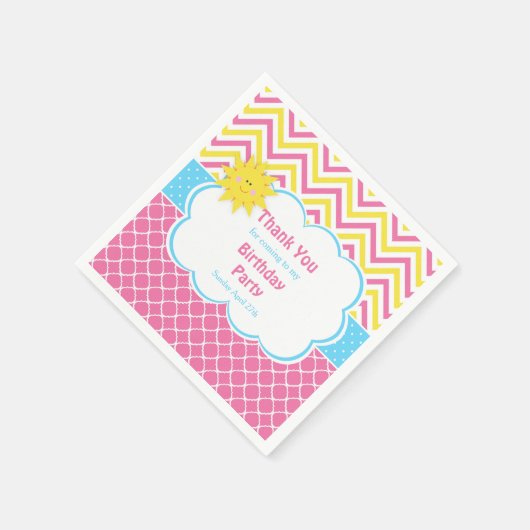 Unsere kleine "Sunshine Pink and Yellow Birthday P Serviette (Ecke)
