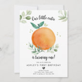 Unsere kleine Süsse Clementine Orange Erster Gebur Einladung (Vorderseite)