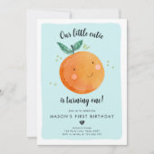 Unsere kleine Süsse Clementine Orange Erster Gebur Einladung (Vorderseite)
