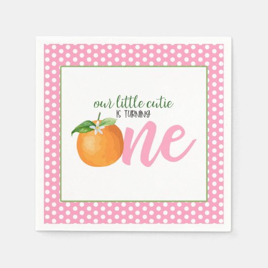 Unsere kleine Süsse dreht einen Napkin - Pk Dots Serviette (Vorderseite)