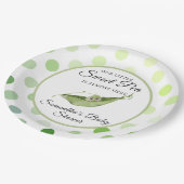 Unsere kleine süße Erbse ist fast hier Dusche Pappteller (Schrägansicht)