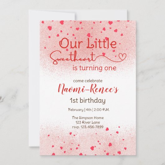 Unsere kleine Süße macht eins Einladung (Vorderseite)