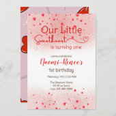 Unsere kleine Süße macht eins Einladung (Vorne/Hinten)