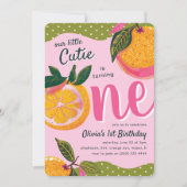 Unsere kleine Süsse "Orange Whimsical 1. Geburtsta Einladung (Vorderseite)