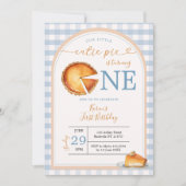Unsere kleine Süsse Pie Blue Gingham First Birthda Einladung (Vorderseite)