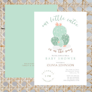 Unsere kleine Süsse Succulent Watercolor Babydusch Einladung