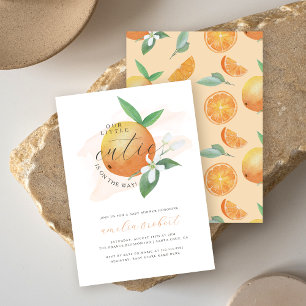 Unsere kleine Süsse Watercolor Orange Babydusche Einladung
