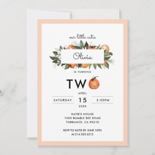 Unsere kleine Süsse Zweites 2. Geburtstag Party Einladung (Vorderseite)