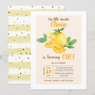 Unsere kleine Süßigkeit Lemon 1. Geburtstag Einlad Einladung