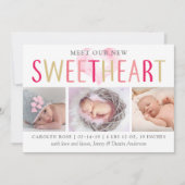 Unsere kleine Sweetheart 3 Foto Geburtserklärung Ankündigung (Vorderseite)